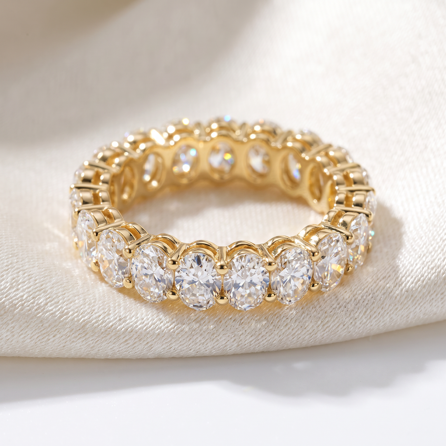 7Ct Oval Diamond Eternity Ring 14k Gold or Platinum Lab Grown EF/VS