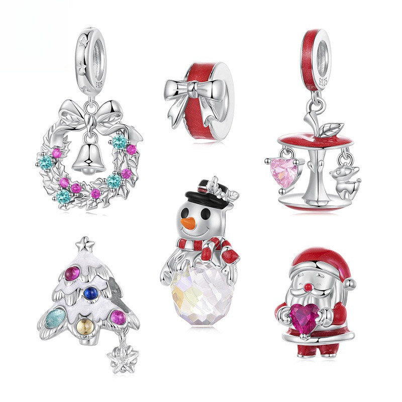 Christmas Themed 925 Sterling Silver Charms for Bracelets & Necklace
