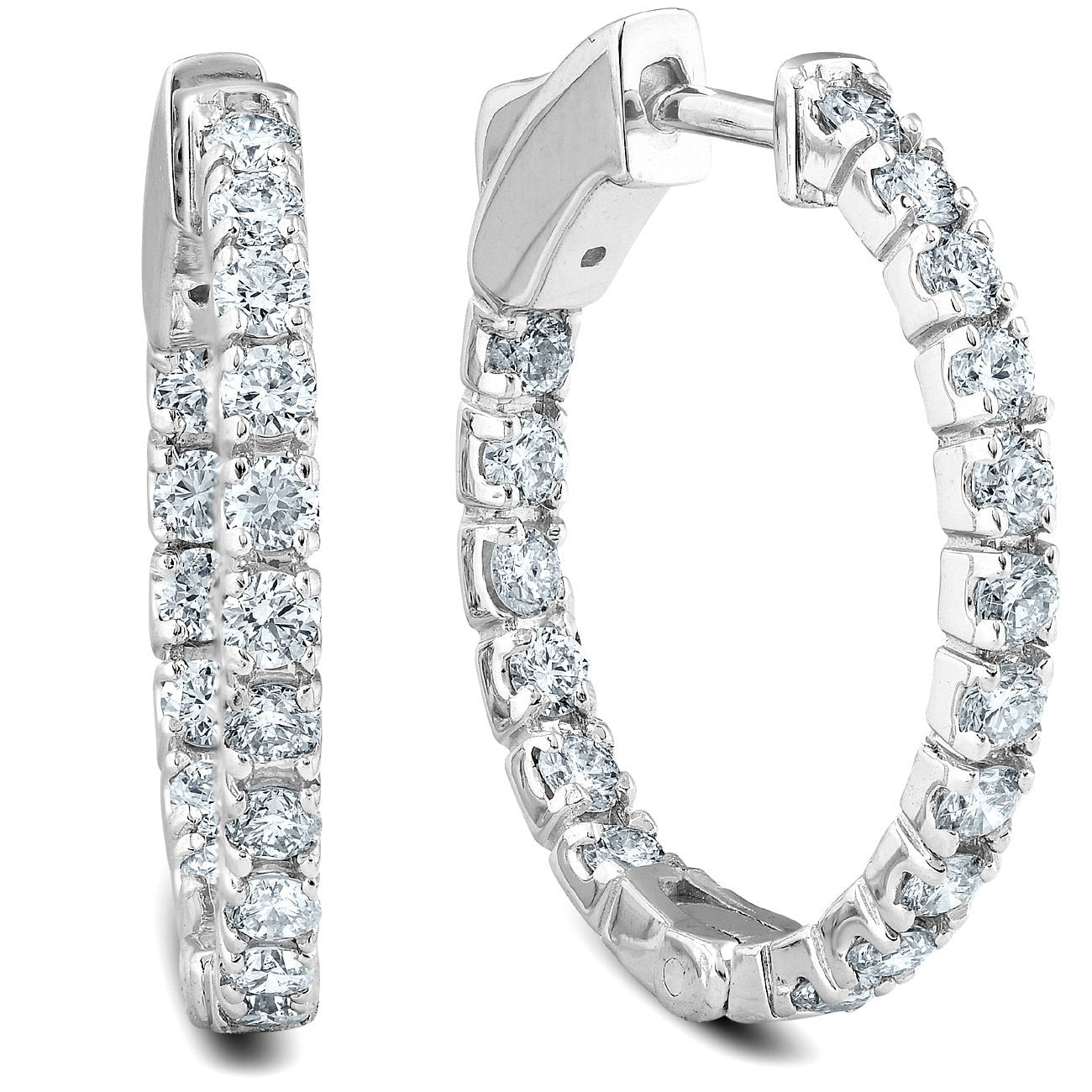 1Ct Diamond Hoops Inside Outside 1" Tall Lab Grown