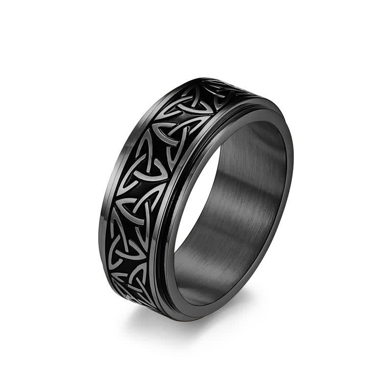 Fortune Jewel  Triangle Knot Triquetra Titanium Steel Calm Rotatable Ring