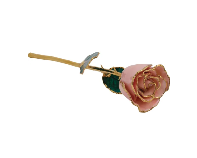 Lacquered Pink Pearl Rose with 24K Gold Trim