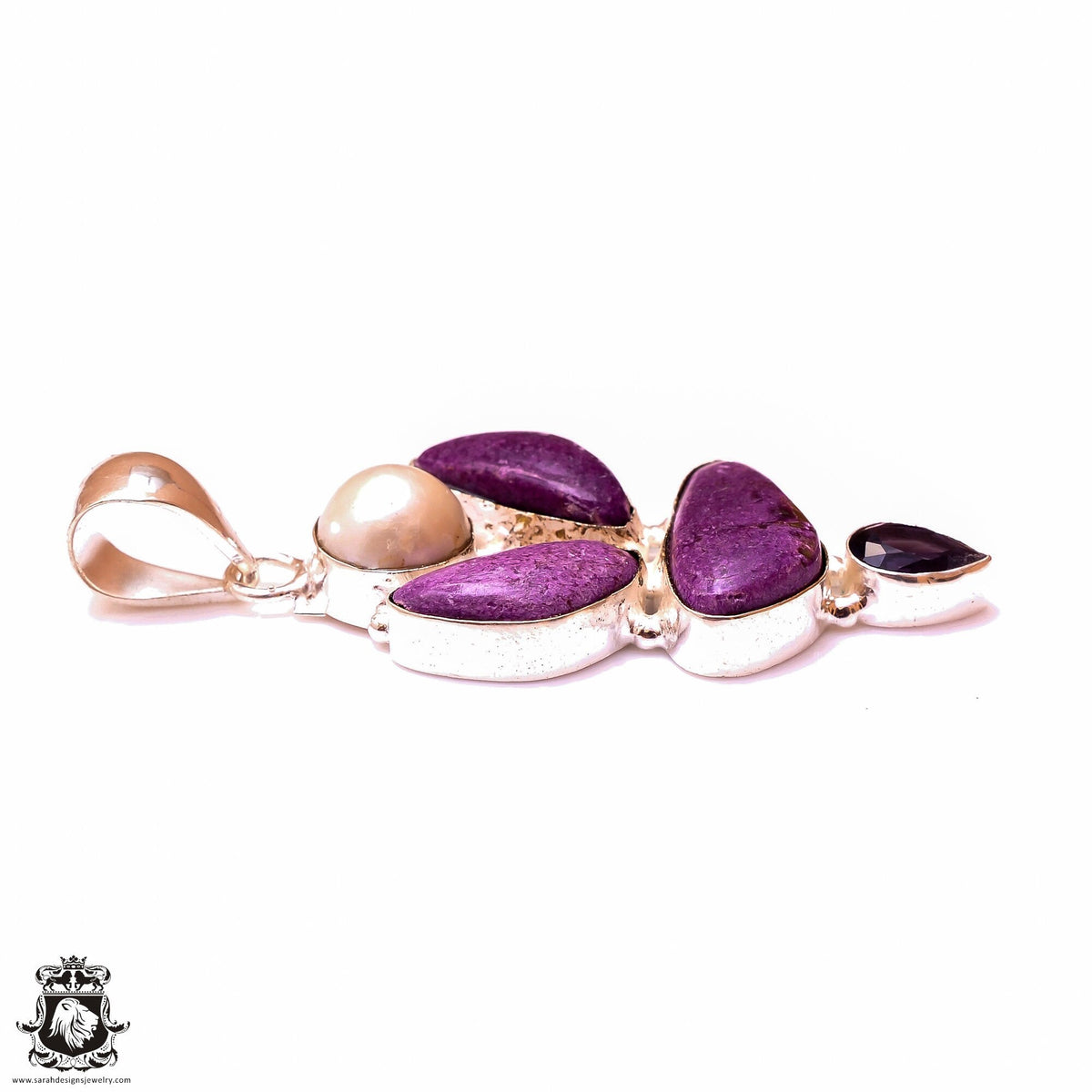 Sugilite Pearl Iolite Pendant & 3MM Italian Chain P9890
