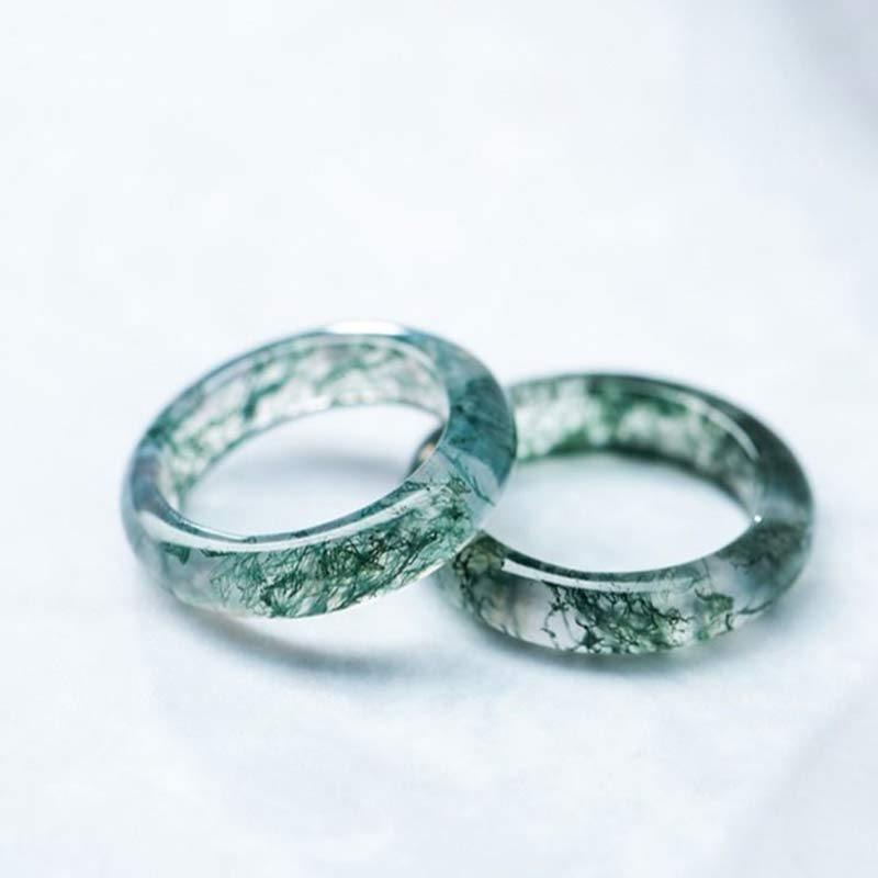 Fortune Jewel Moss Agate Healing Balance Ring