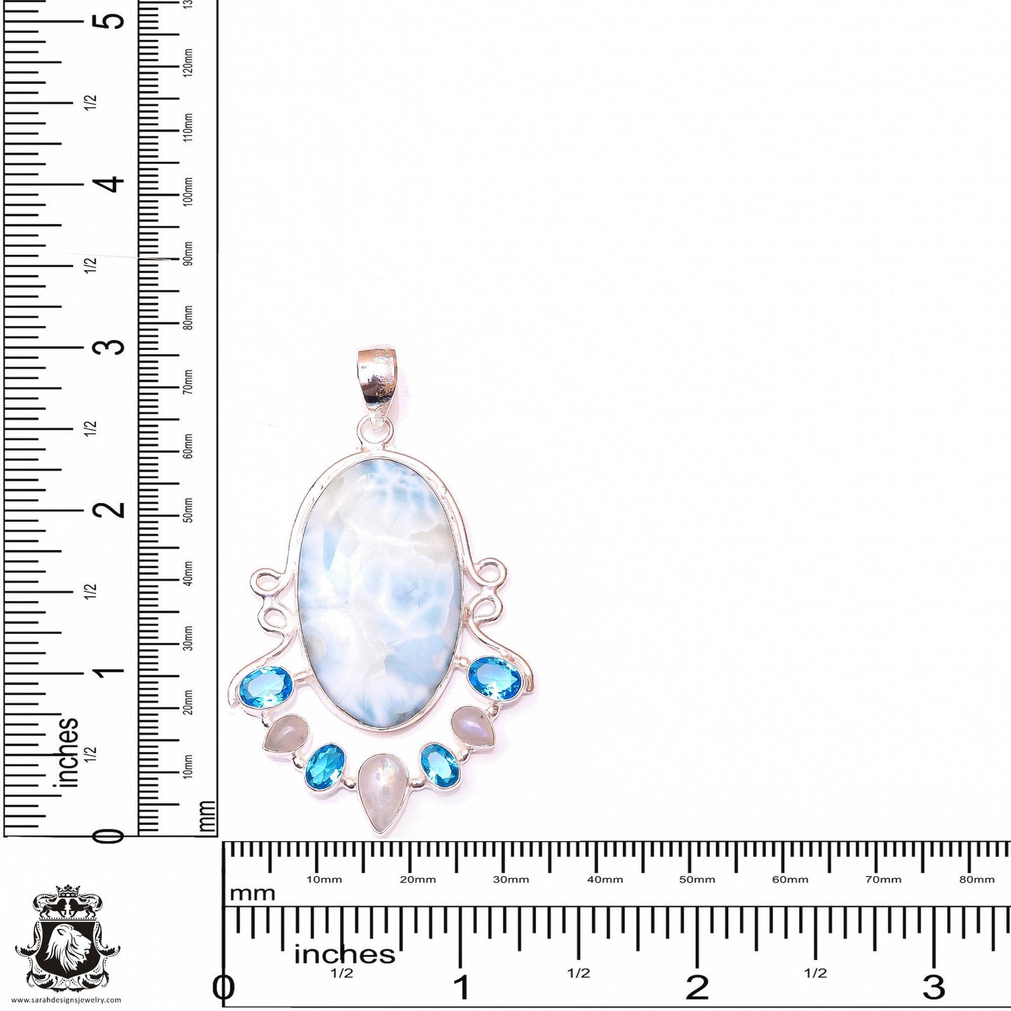 Stunner! Caribbean Larimar Pendant & 3MM Italian Chain P10000
