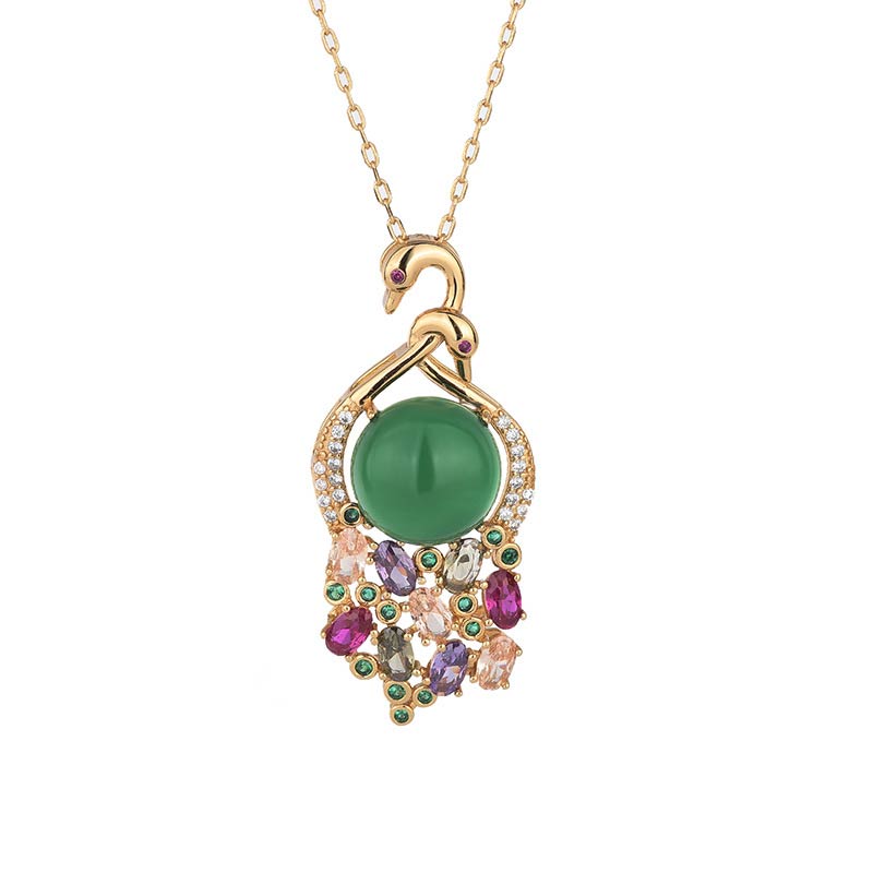 Fortune Jewel Cyan Jade Success Necklace Chain Pendant