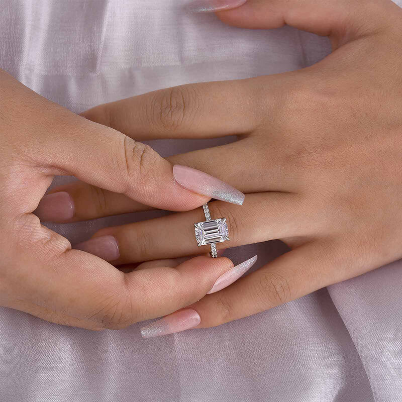 Emerald Cut Engagement Ring In 925 Sterling Silver