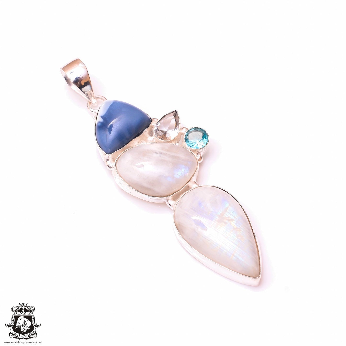 Rainbow Moonstone Owyhee Opal Pendant & 3MM Italian Chain P9997