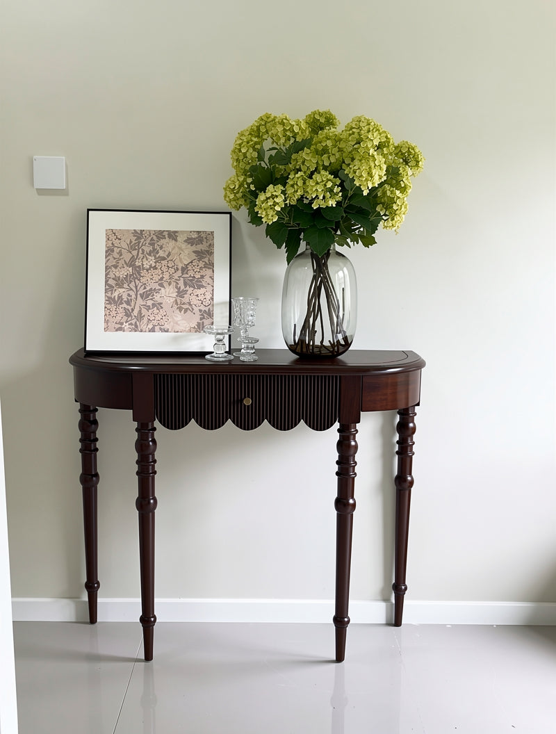 Semicircular Solid Wood Entryway Console Table