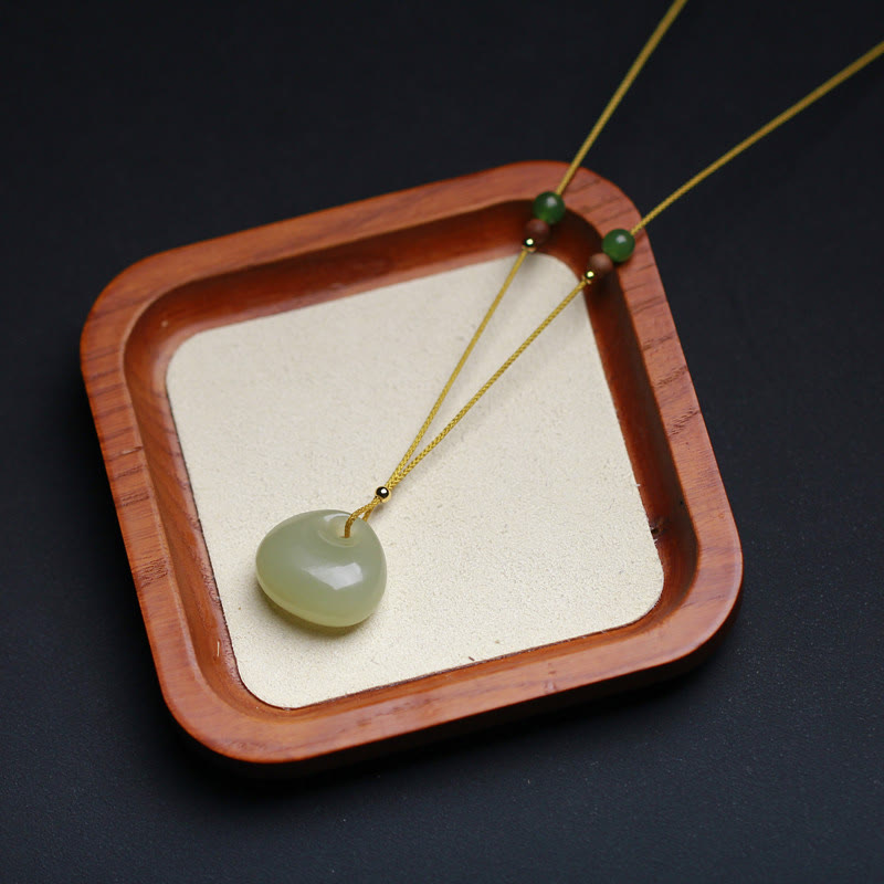 Fortune Jewel Natural Hetian Jade Small Bag Pattern Prosperity String Necklace Pendant