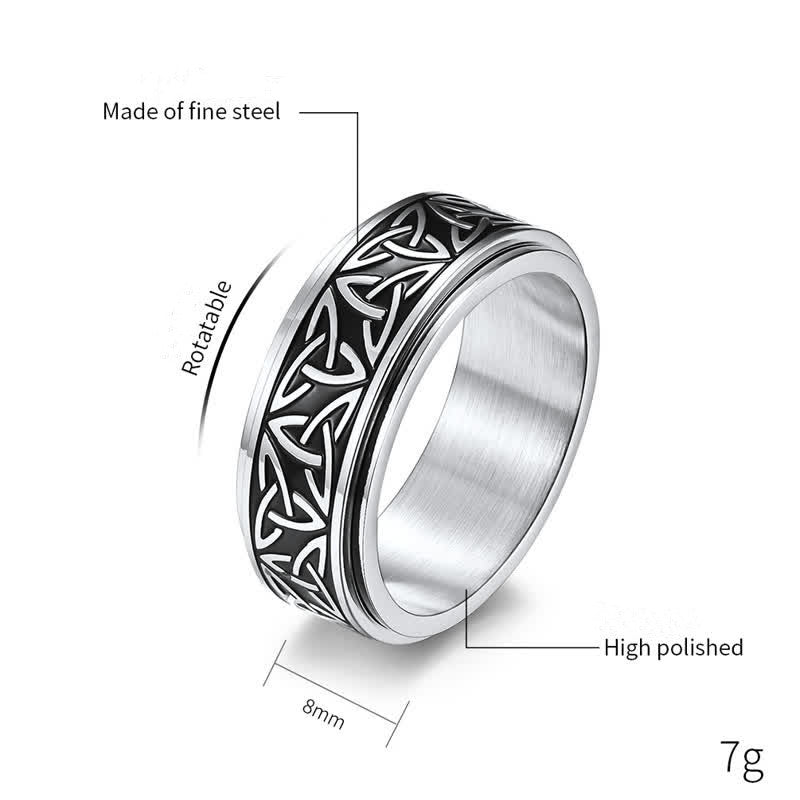 Fortune Jewel  Triangle Knot Triquetra Titanium Steel Calm Rotatable Ring