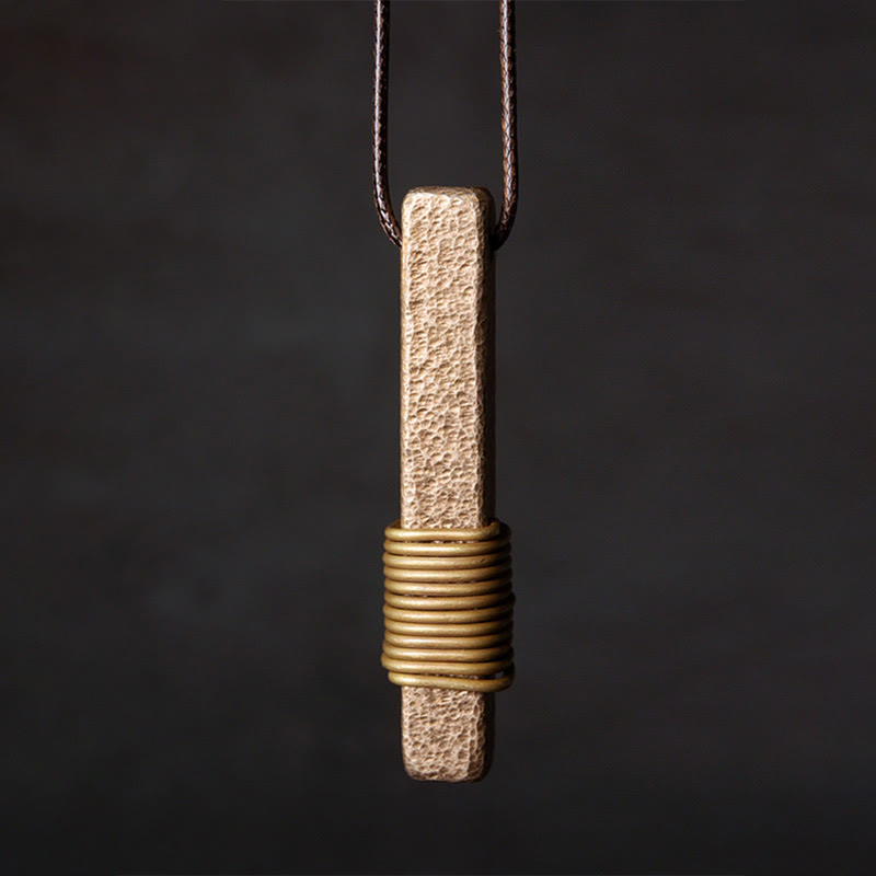 Fortune Jewel Vintage Textured Design Brass Copper Wealth Necklace Pendant