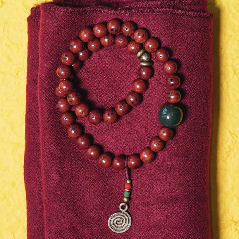 Fortune Jewel Bodhi Seed Cyan Jade Copper Peace Luck Bracelet