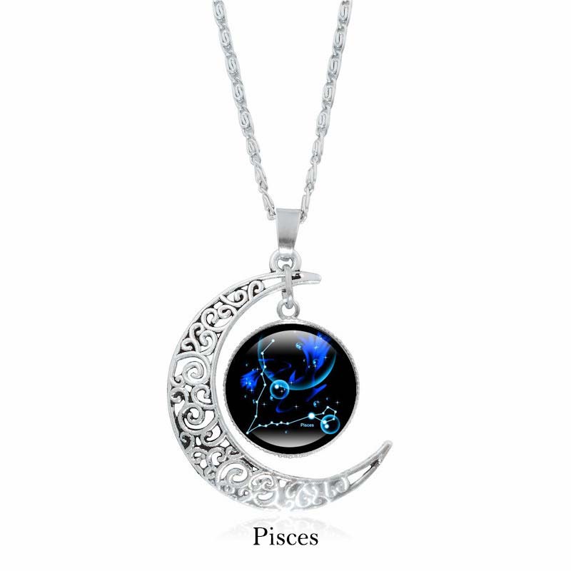 Fortune Jewel 12 Constellations of the Zodiac Moon Protection Necklace Chain Pendant