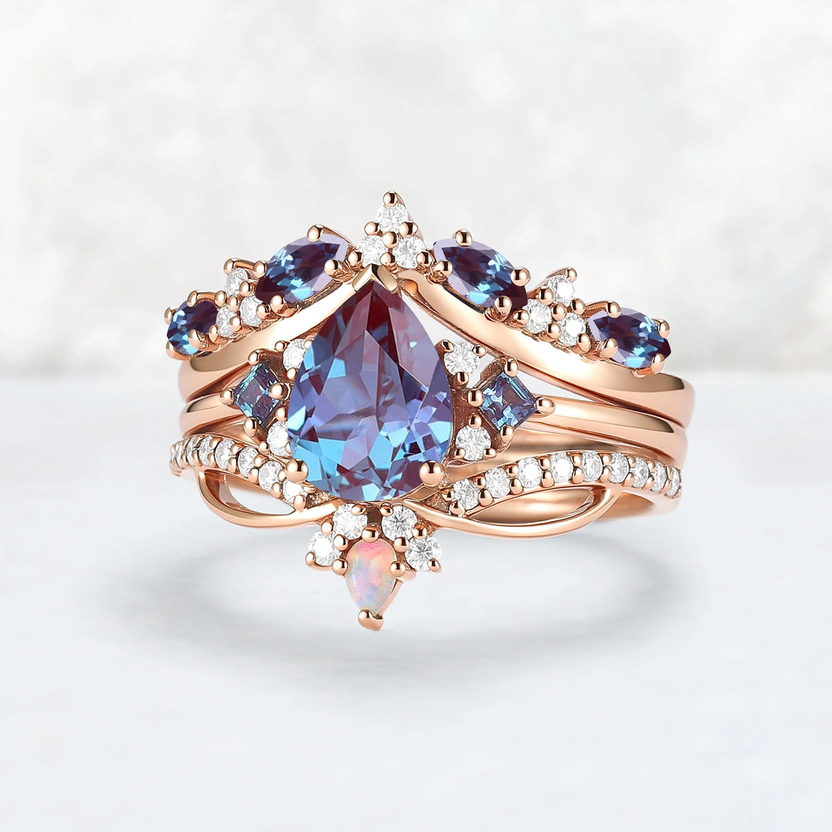 Custom Alexandrite Gemstone Ring Set with Natural Diamonds for Antonio Royster