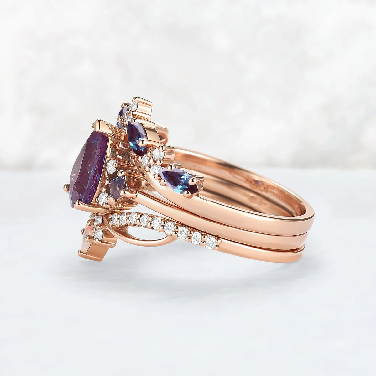 Custom Alexandrite Gemstone Ring Set with Natural Diamonds for Antonio Royster