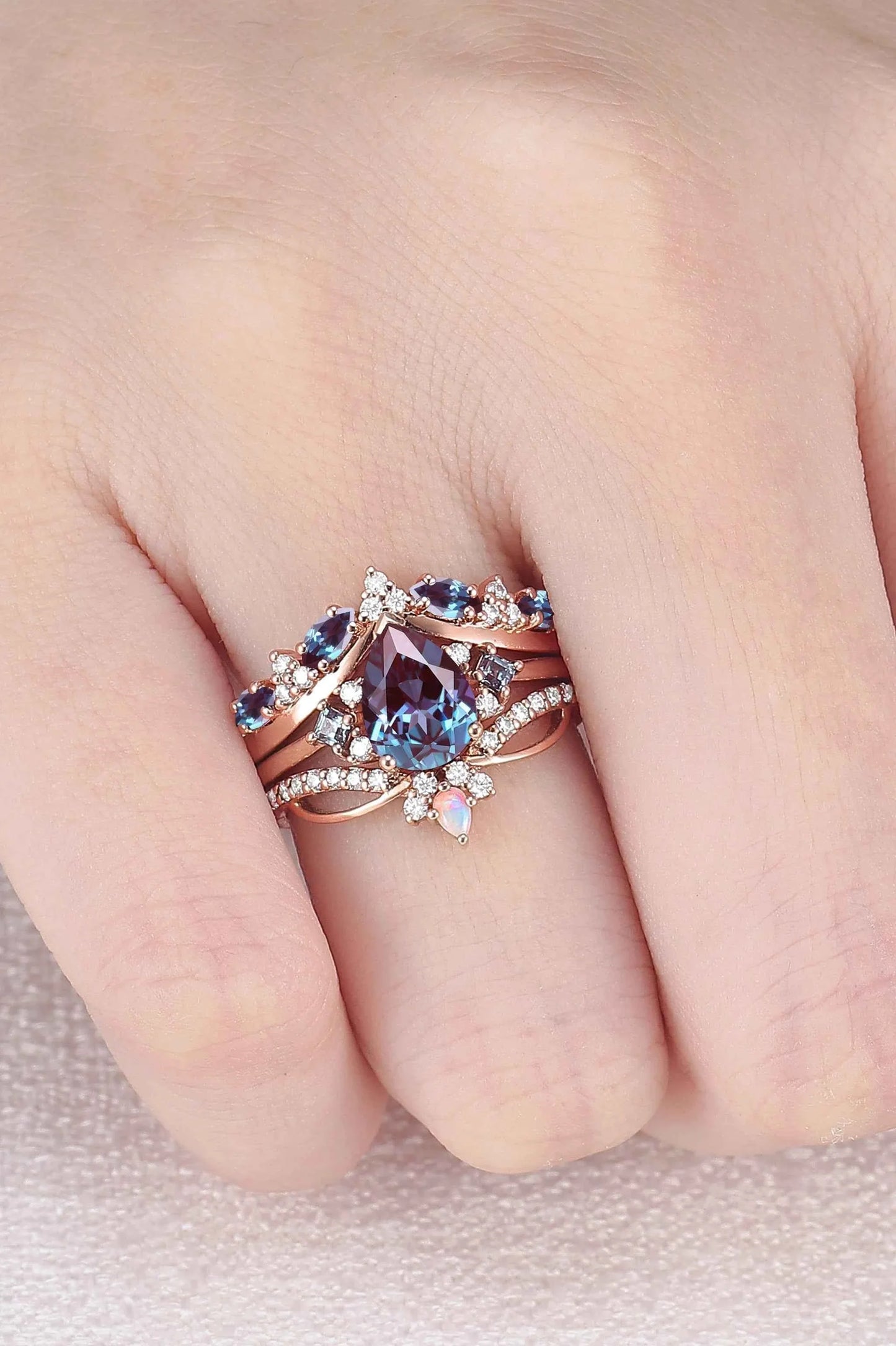 Custom Alexandrite Gemstone Ring Set with Natural Diamonds for Antonio Royster