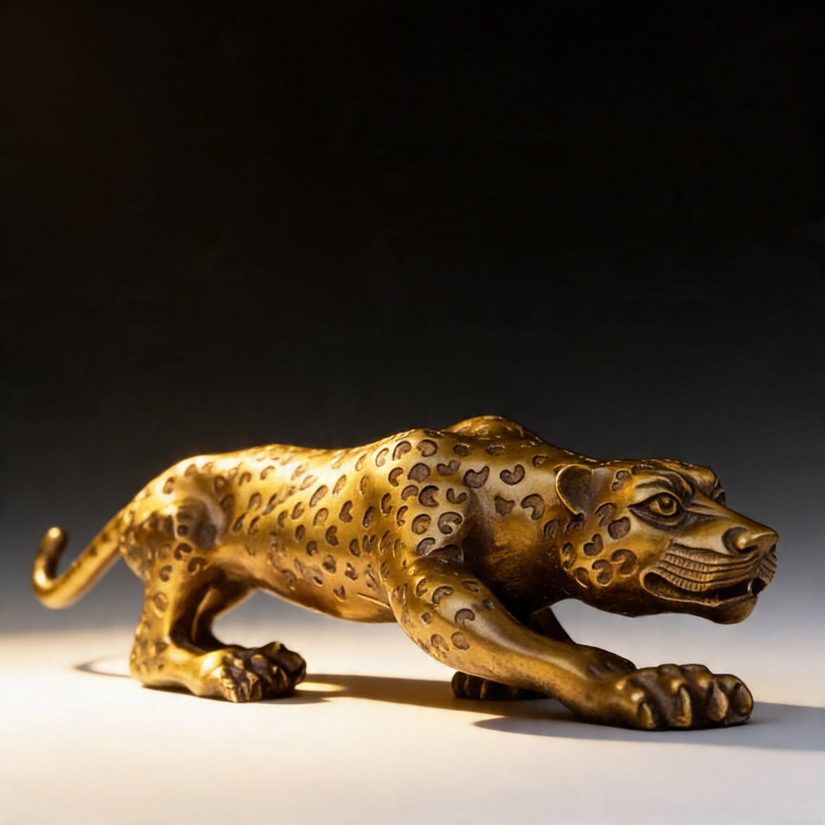 PANTHERA | Hand-Cast Bronze Stalking Leopard