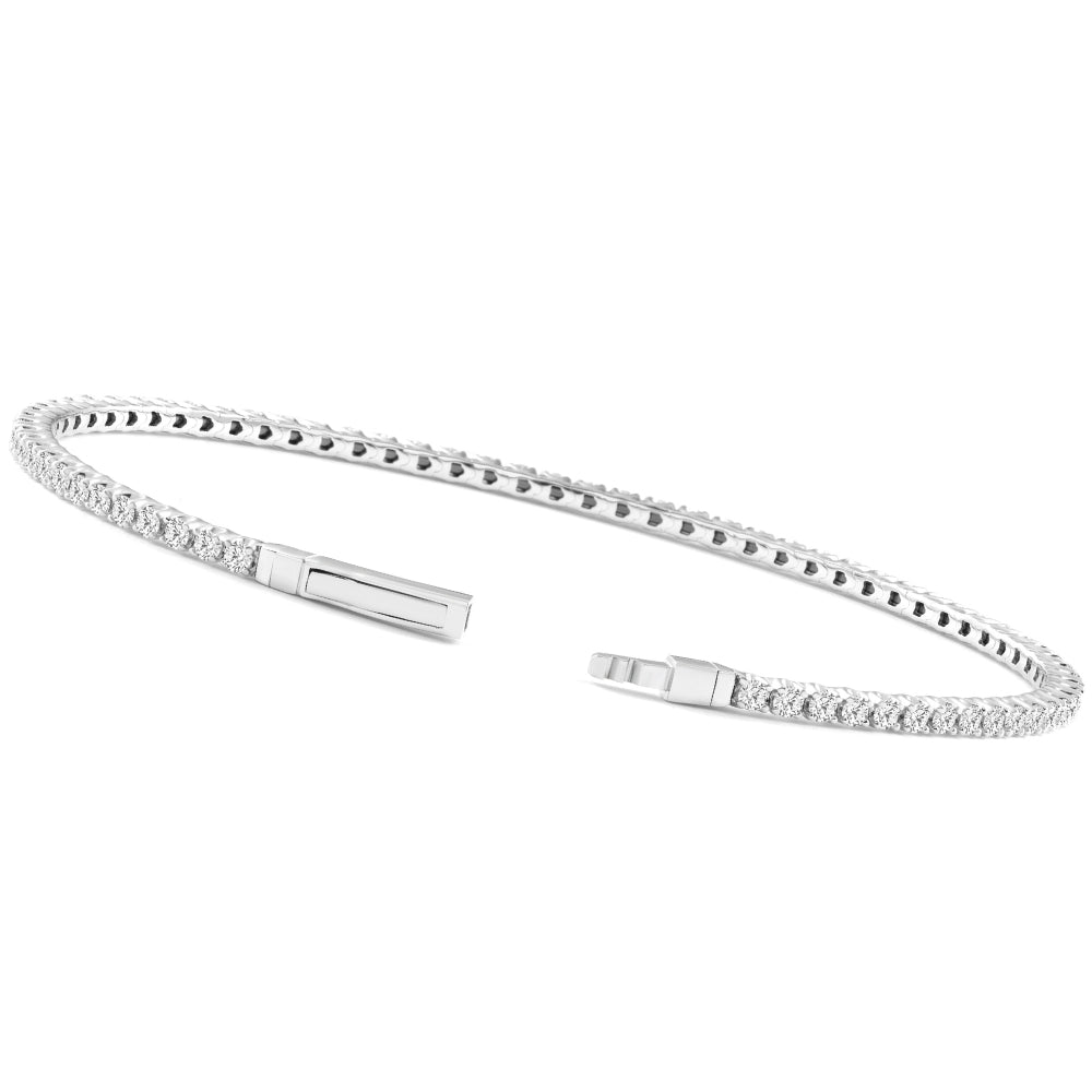 Certified 2Ct F/VS Diamond Flexible Oval Bangle Bracelet White Gold Lab Grown