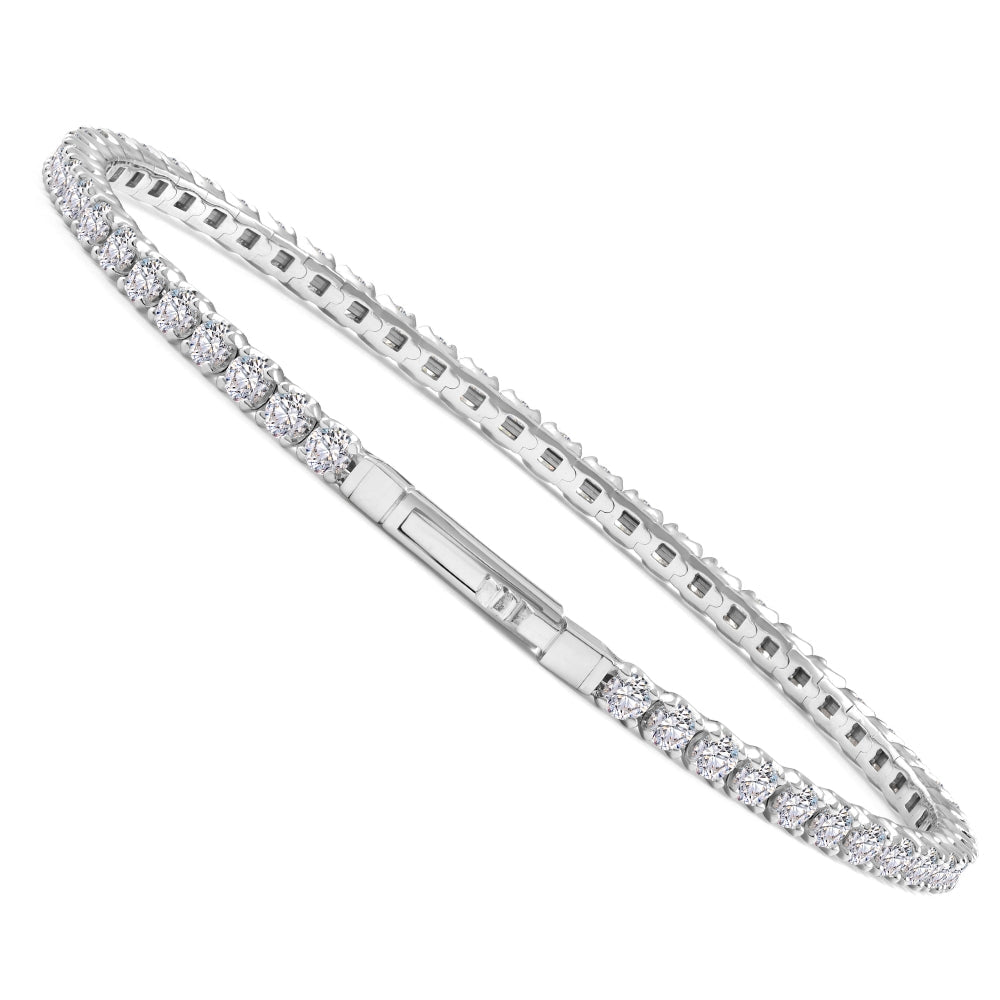 4Ct F/VS Diamond Flexible Oval Bangle Women's Bracelet 14k White Gold Lab Grown