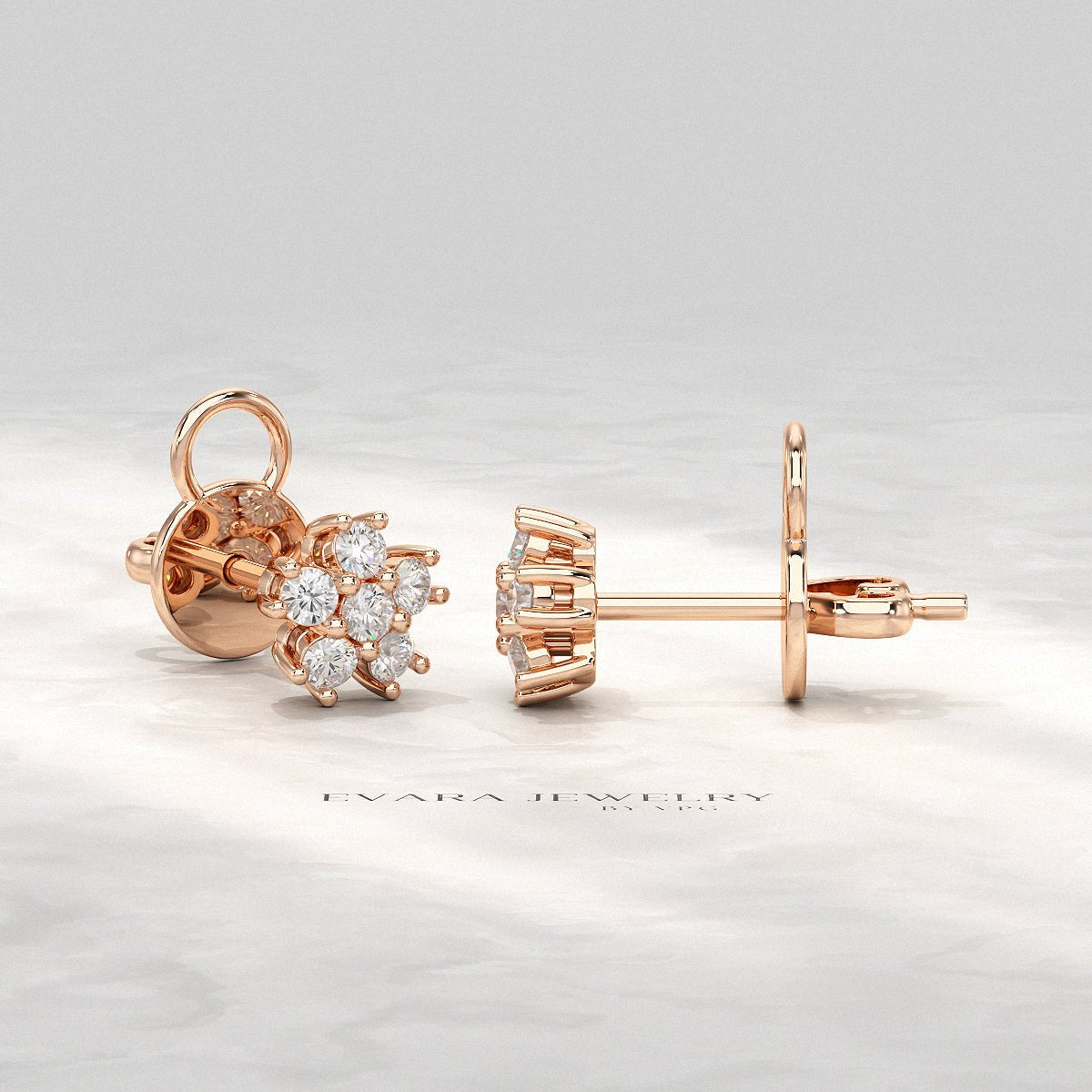 Flora Five Stone Diamond Studs