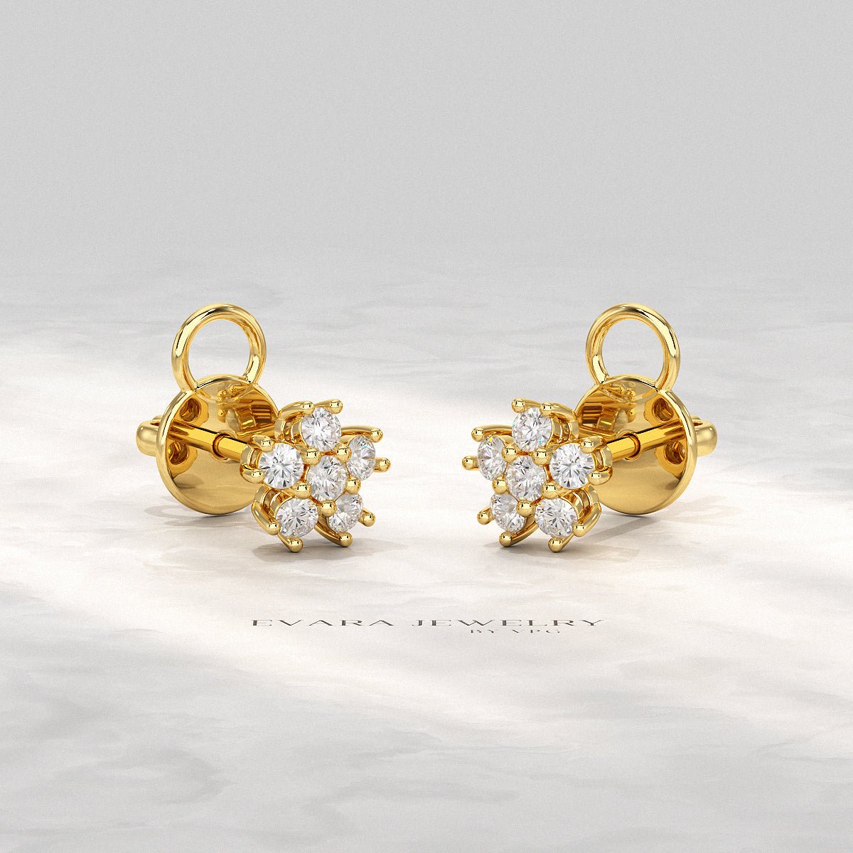 Flora Five Stone Diamond Studs