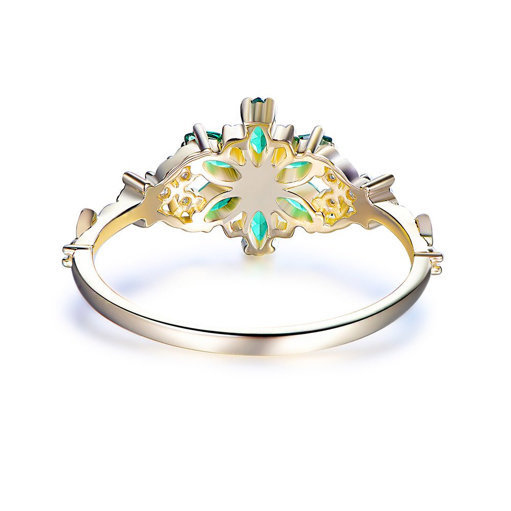 Flora Marquise Emerald Ring in 14k Yellow Gold
