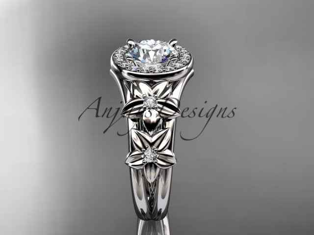 1 Carat Round Lab Grown Diamond Halo Engagement Ring Flower Diamond Ring D VS1 Floral Proposal Ring