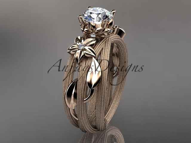 Floral Lab Grown Diamond Engagement Ring Leaf Vine 1 CT IGI Certified Diamond Ring Nature Inspired