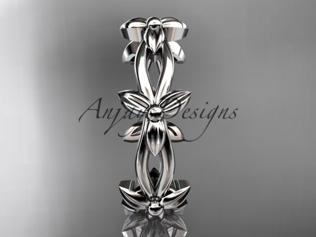 Petite Flower Wedding Band Floral Nature Inspired Ring Dainty Minimalist Ring