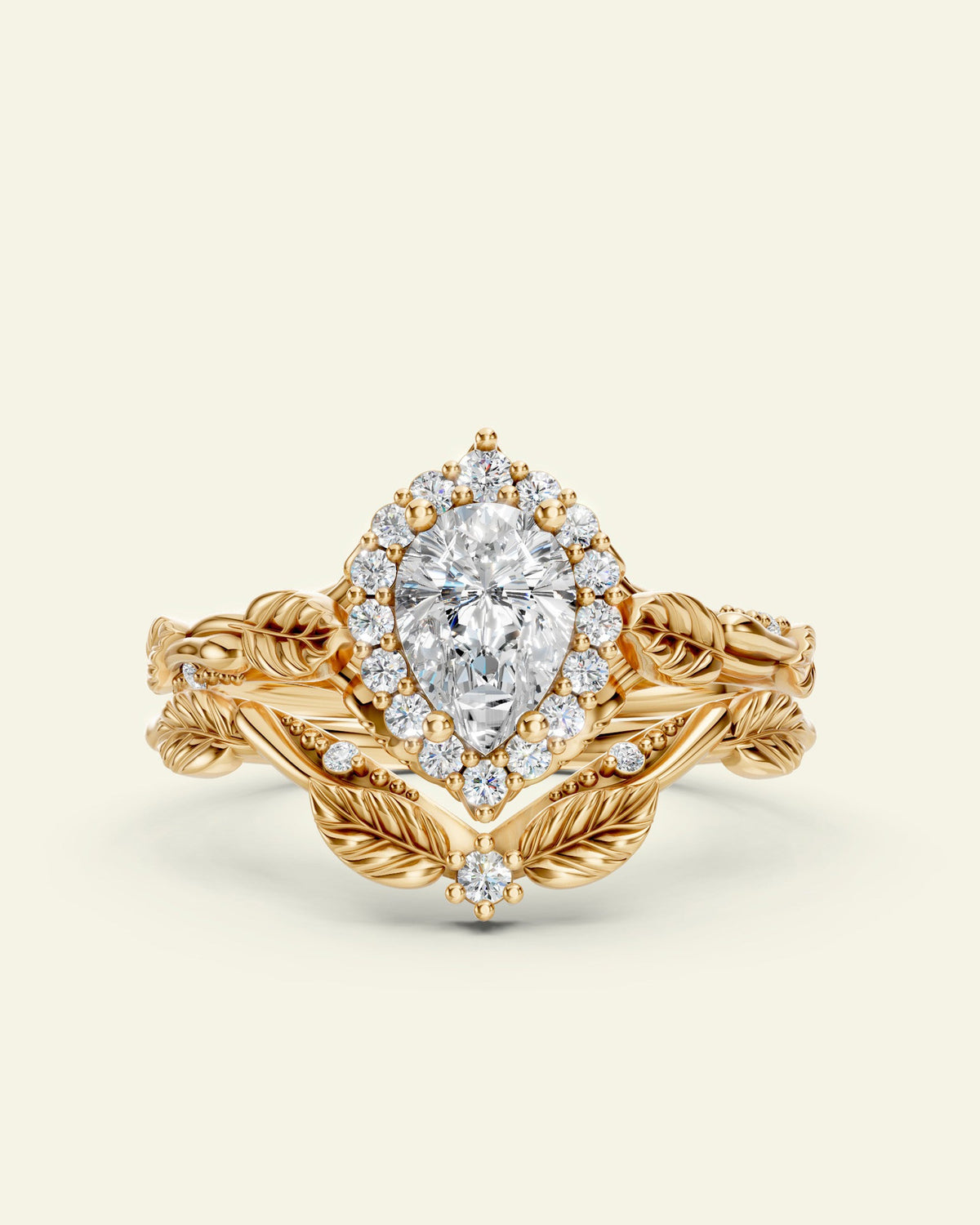 Florentina | custom bridal ring setting for 7x5 mm pear cut gemstone