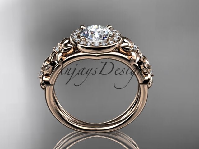 1 Carat Round Lab Grown Diamond Halo Engagement Ring Flower Diamond Ring D VS1 Floral Proposal Ring