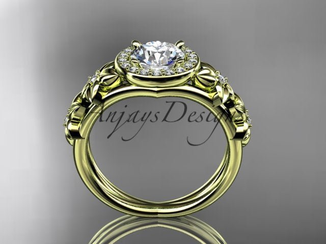1 Carat Round Lab Grown Diamond Halo Engagement Ring Flower Diamond Ring D VS1 Floral Proposal Ring