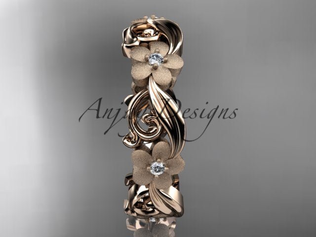 Diamond Flower Ring Nature Inspired Wedding Band Lab Grown Diamond