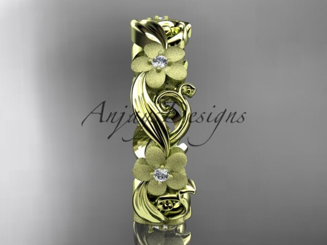 Diamond Flower Ring Nature Inspired Wedding Band Lab Grown Diamond