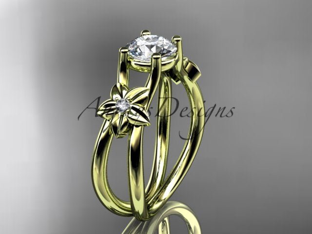 Flower Engagement Ring 1 Carat Round Lab Grown Diamond Nature Inspired Engagement Ring Unique Diamond Ring