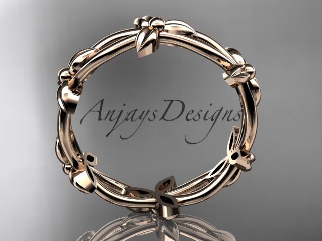 Petite Flower Wedding Band Floral Nature Inspired Ring Dainty Minimalist Ring