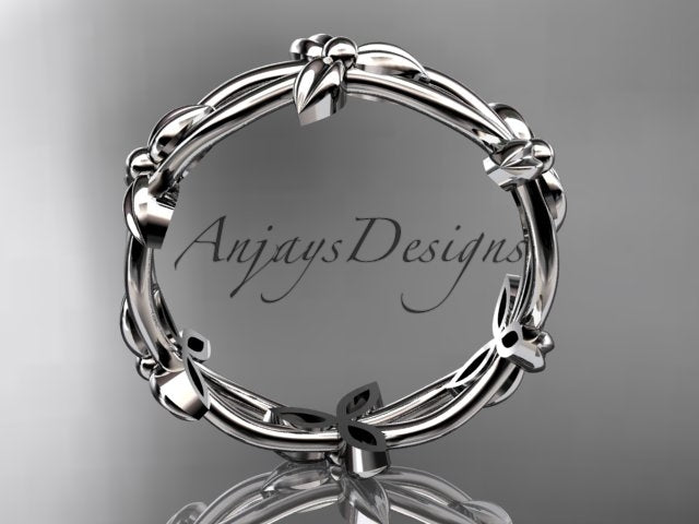 Petite Flower Wedding Band Floral Nature Inspired Ring Dainty Minimalist Ring