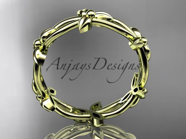 Petite Flower Wedding Band Floral Nature Inspired Ring Dainty Minimalist Ring