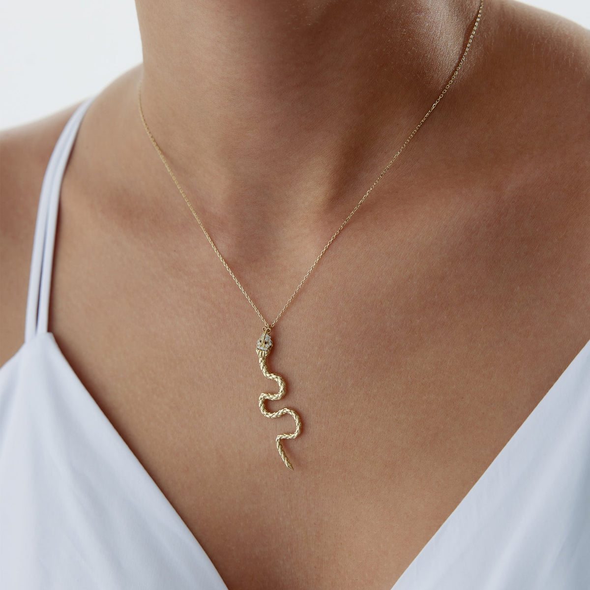 14k Gold Large Snake Necklace