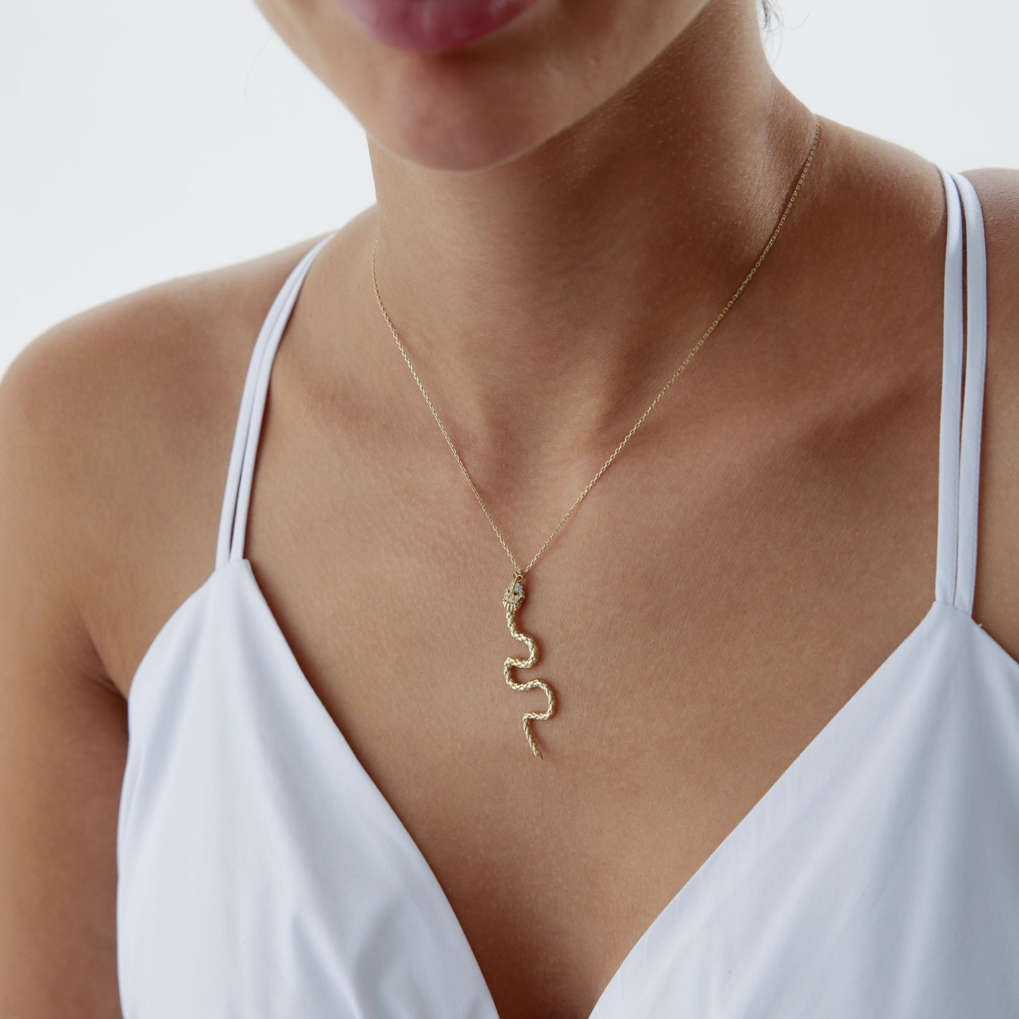 14k Gold Large Snake Necklace
