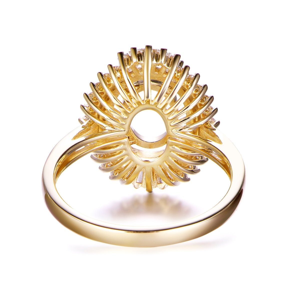 For AAA- Oval Baguette Diamond Double Halo Setting Semi Mount Ring