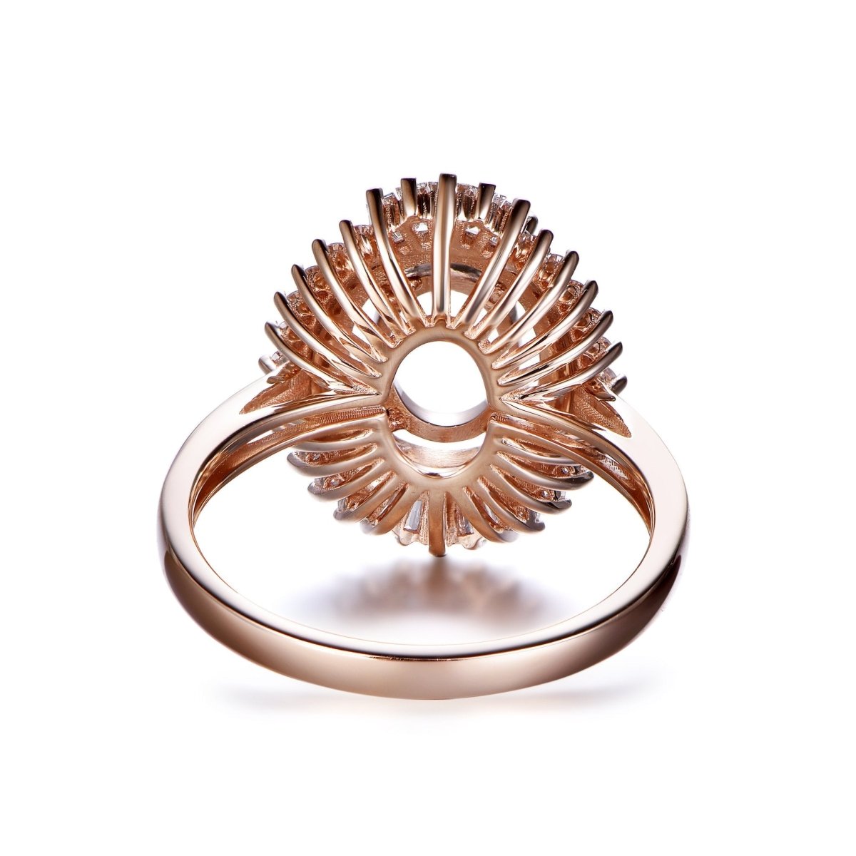 For AAA- Oval Baguette Diamond Double Halo Setting Semi Mount Ring