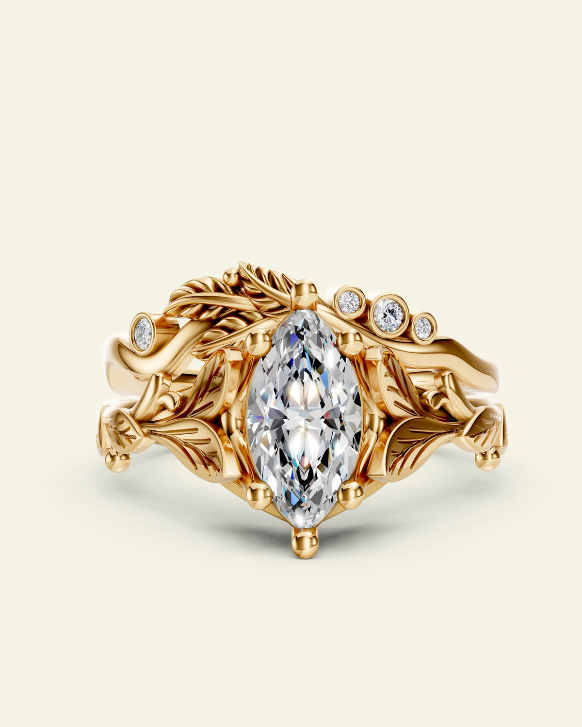 Freesia | bridal ring set, 10x5 mm marquise cut
