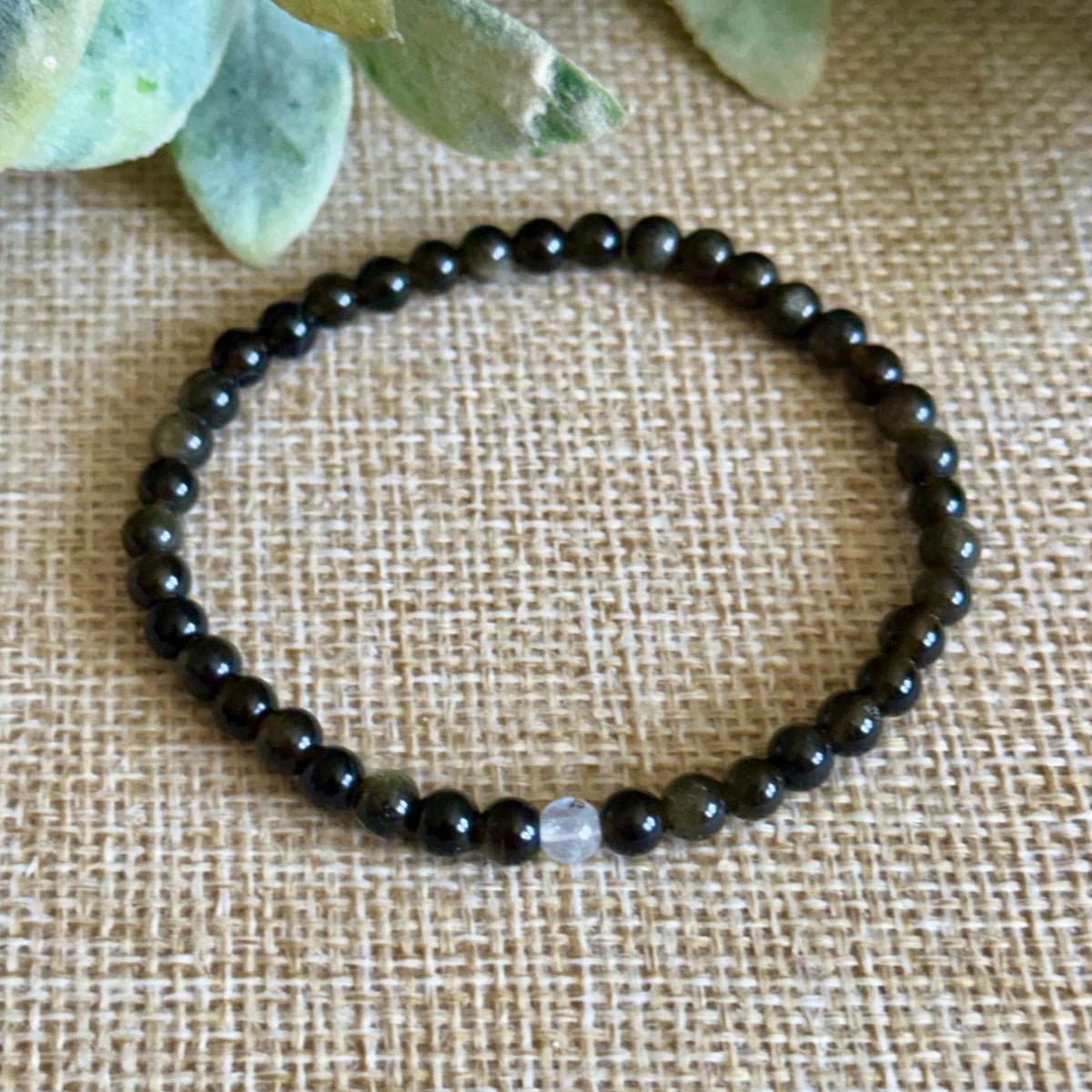Full Moon: Silver Sheen Obsidian + Moonstone (Tiny)