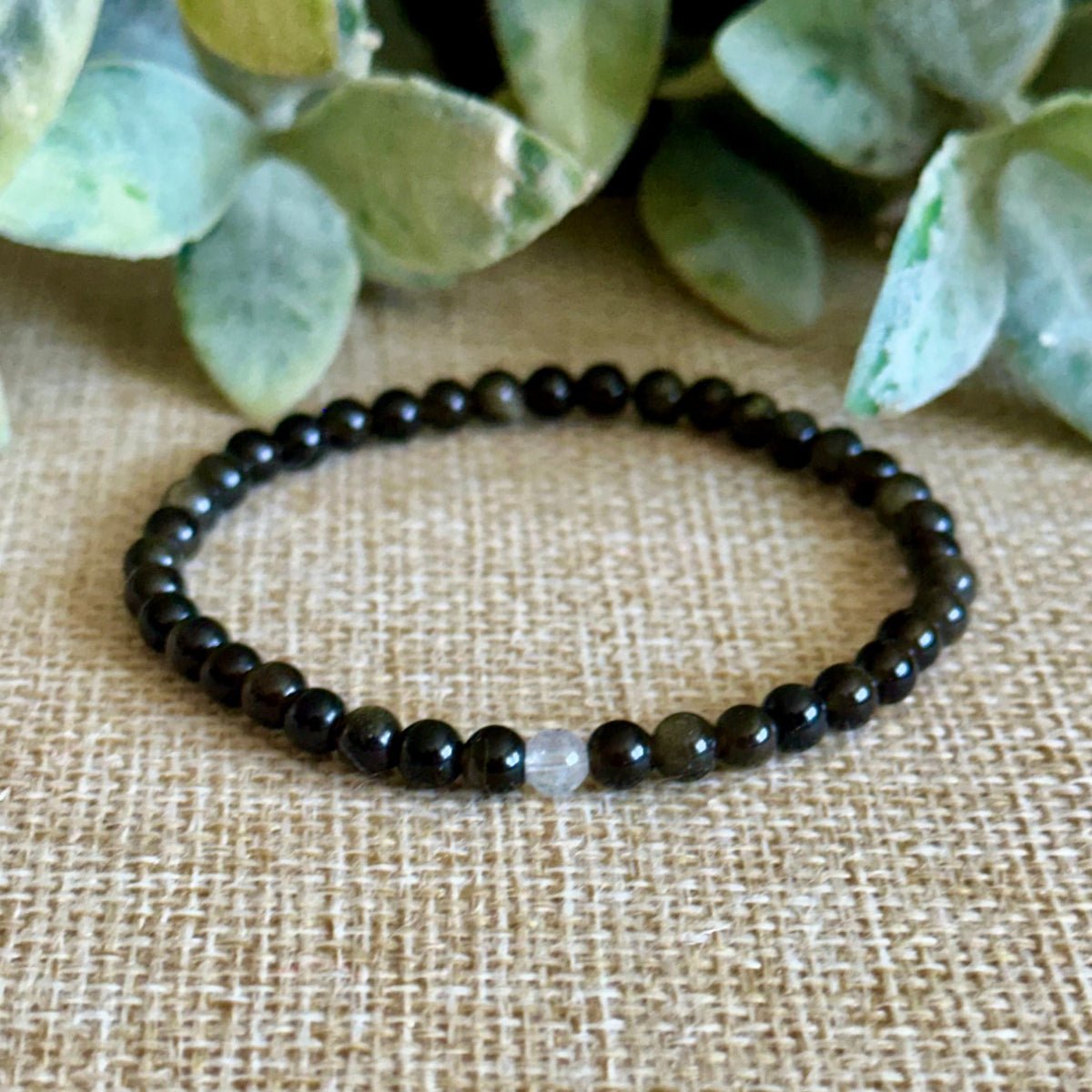 Full Moon: Silver Sheen Obsidian + Moonstone (Tiny)