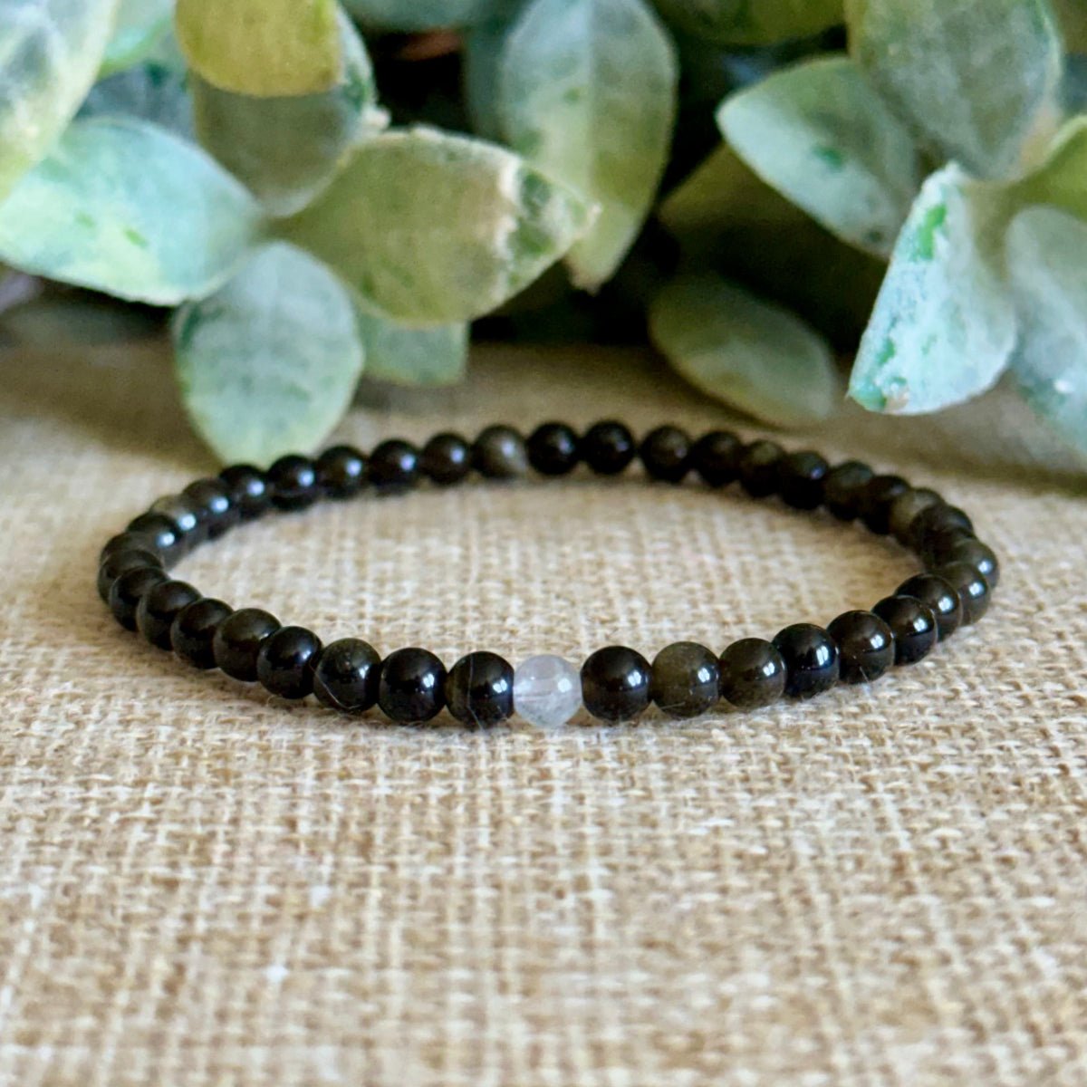 Full Moon: Silver Sheen Obsidian + Moonstone (Tiny)