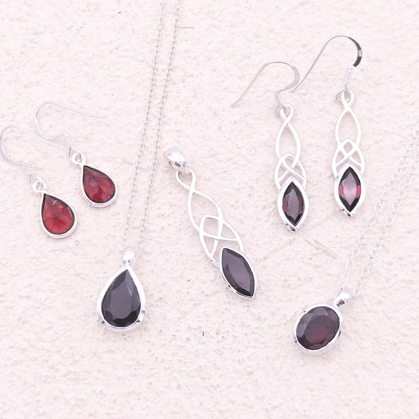Garnet Gemstone Earrings | Teardrop | January Gift | Sterling Silver
