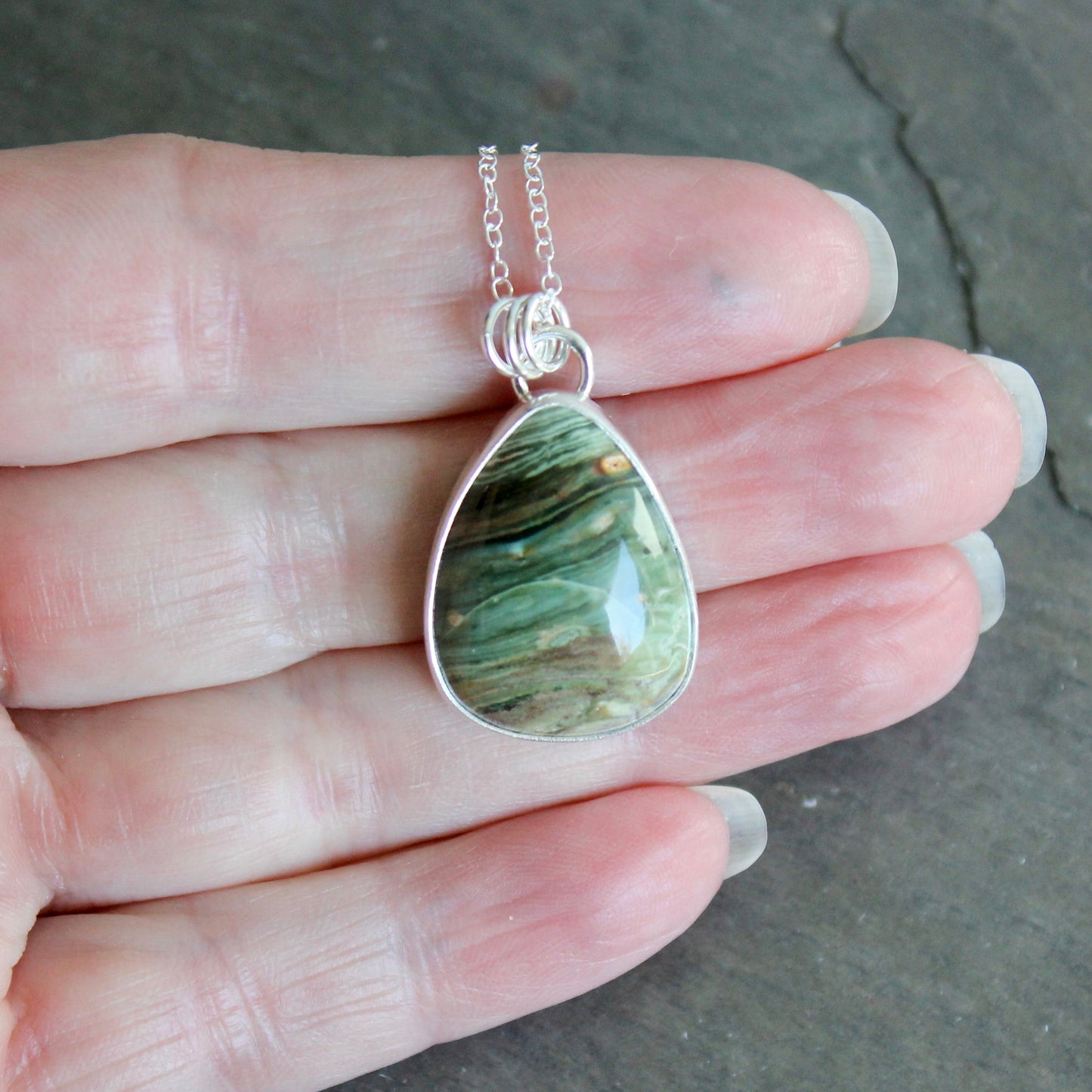 Chunky Gary Green Jasper Pendant Necklace | Pacific Northwest Gemstone Jewelry