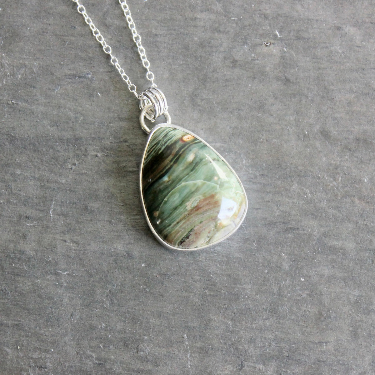 Chunky Gary Green Jasper Pendant Necklace | Pacific Northwest Gemstone Jewelry