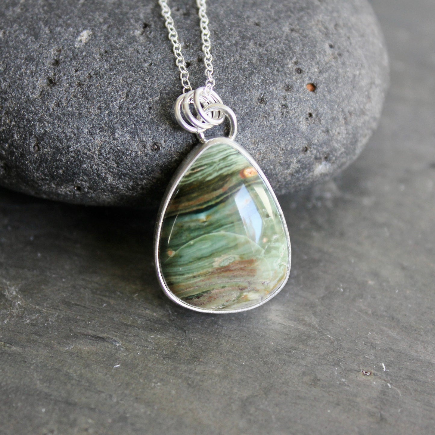 Chunky Gary Green Jasper Pendant Necklace | Pacific Northwest Gemstone Jewelry